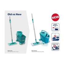 Leifheit Clean Twist M Ergo Mobile Mop & Bucket Set Moisture Controlled Spin 33cm Wide Mop Head - Turquoise
