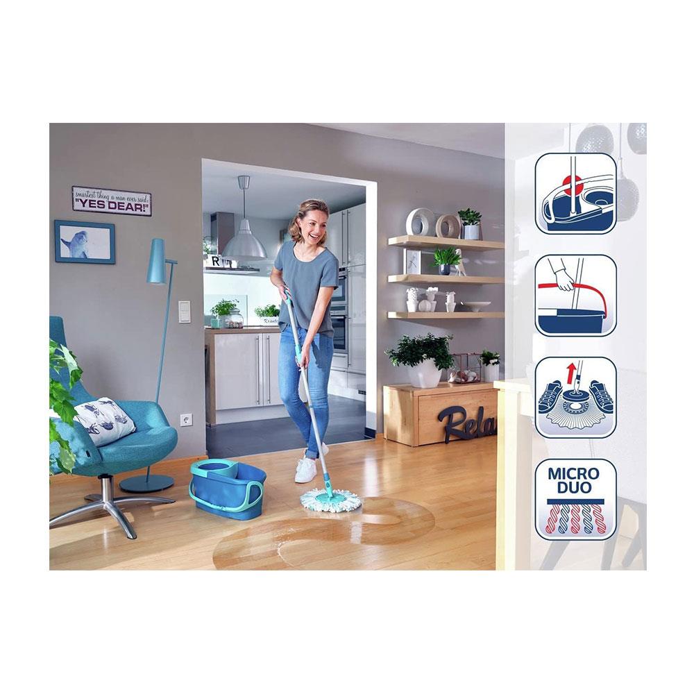 Leifheit Clean Twist Ergo Disc Floor Mop & Bucket Set Moisture-Controlled Spin Mop - Turquoise Secondary image