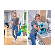 Leifheit Clean Twist Mobile Disc Mop Ergo Set Moisture Controlled Spin Wheeled Bucket - Turquoise
