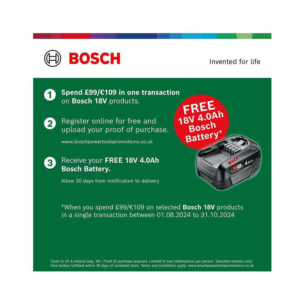 Bosch Power For ALL 18V Li-ion Brushed Cordless Combi Drill 2 x 2Ah Batteries & Charger In Carrying Case 240V