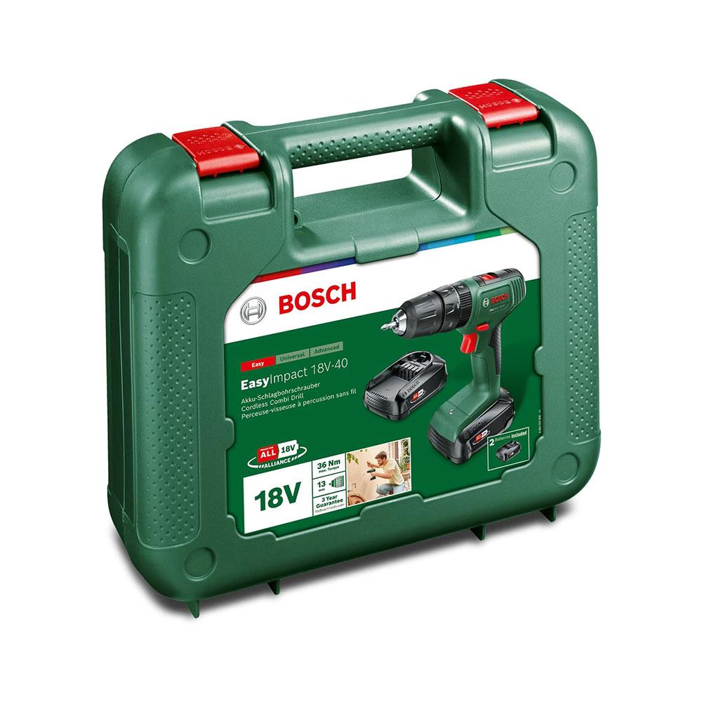 Bosch Power For ALL 18V Li-ion Brushed Cordless Combi Drill 2 x 2Ah Batteries & Charger In Carrying Case 240V