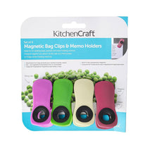 KitchenCraft Chunky Magnetic Memo Clips For Food Bag Sealers Set of 4 - Multicolour
