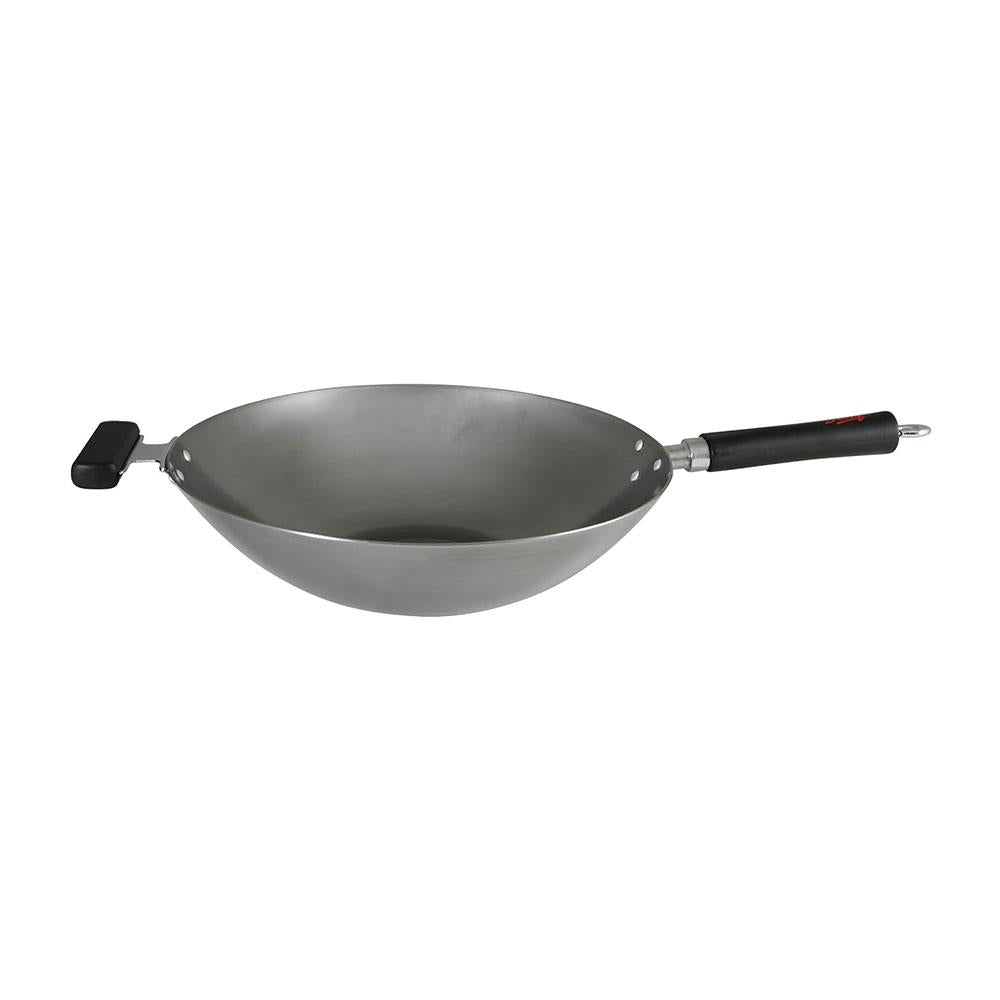 Dexam 14 Inch/36cm Heavy Gauge Uncoated Carbon Steel Wok With Staycool Handle - Silver/Black Main image