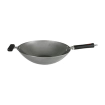 Dexam 14 Inch/36cm Heavy Gauge Uncoated Carbon Steel Wok With Staycool Handle - Silver/Black