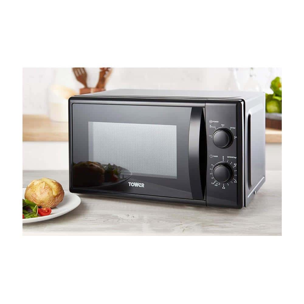 Tower Manual Microwave With 5 Power Levels 35 Minute Timer 700W 20 Litres - Black