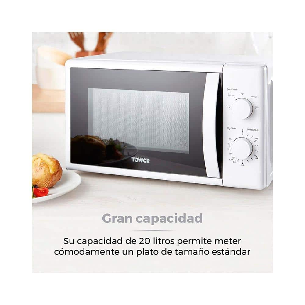 Tower Manual Microwave With 5 Power Levels And 35 Minute Timer 700 W 20 Litre - White