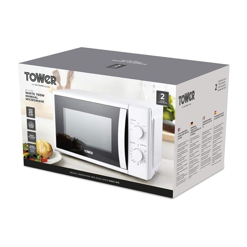 Tower Manual Microwave With 5 Power Levels And 35 Minute Timer 700 W 20 Litre - White