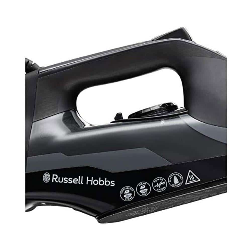 Russell Hobbs Diamond Elite Steam Iron Black Diamond Soleplate 3100W 350ml Water Tank - Black