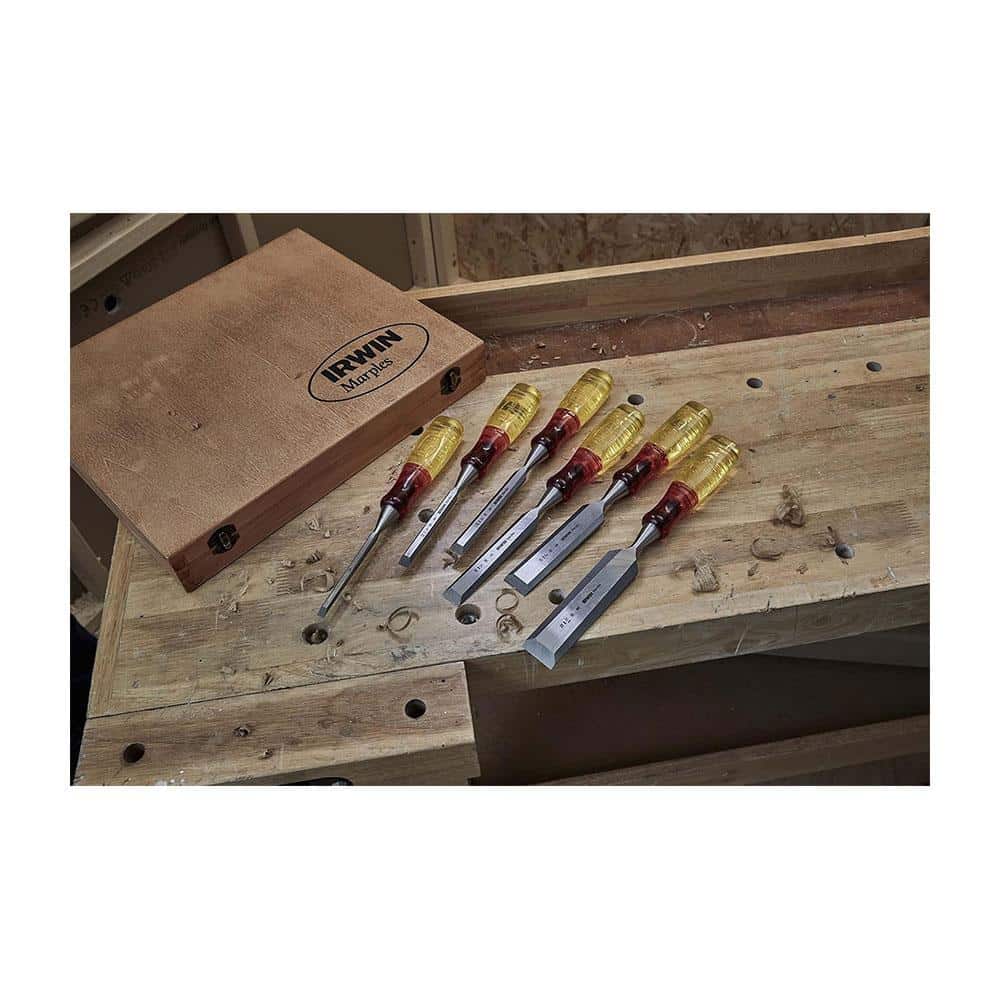 IRWIN Marples M373 Split Proof Bevel Edge Chisels 6 Piece Set – Ultimate Precision 6 Piece Woodworking Kit