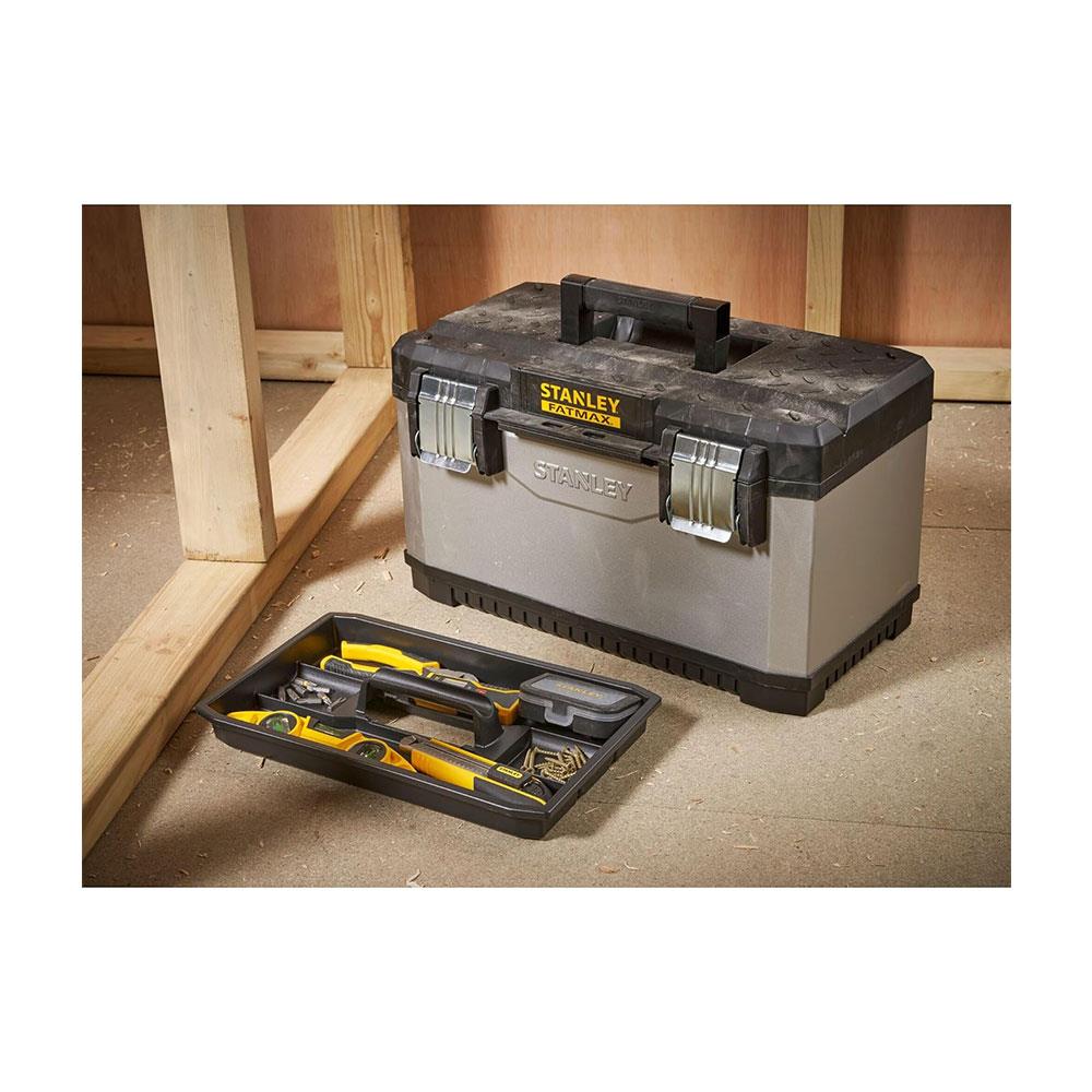 Stanley FatMax 20 Inch Deep Toolbox Storage With Heavy Duty Metal Latch - Black/Yellow