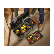 Stanley FatMax 23 Inch Toolbox Storage Organiser With Heavy Duty Metal Latch - Black/Yellow