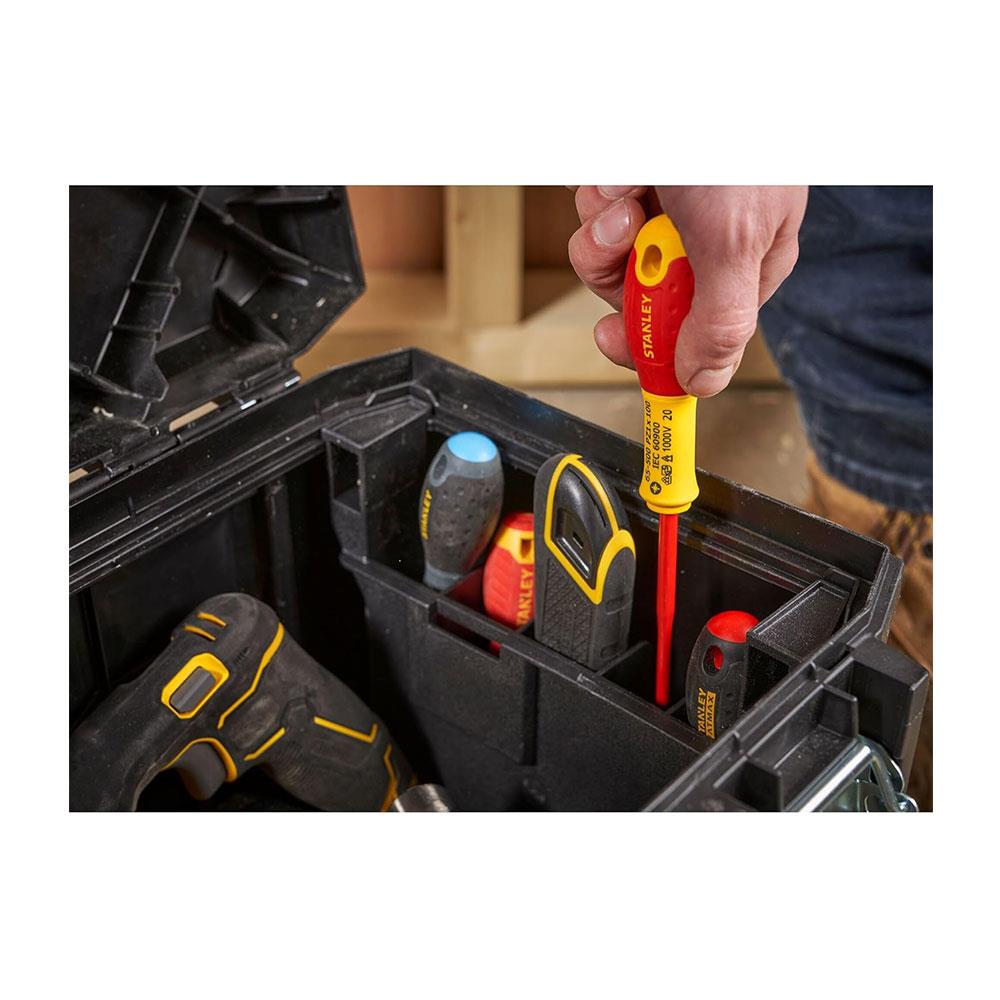 Stanley FatMax 23 Inch Toolbox Storage Organiser With Heavy Duty Metal Latch - Black/Yellow