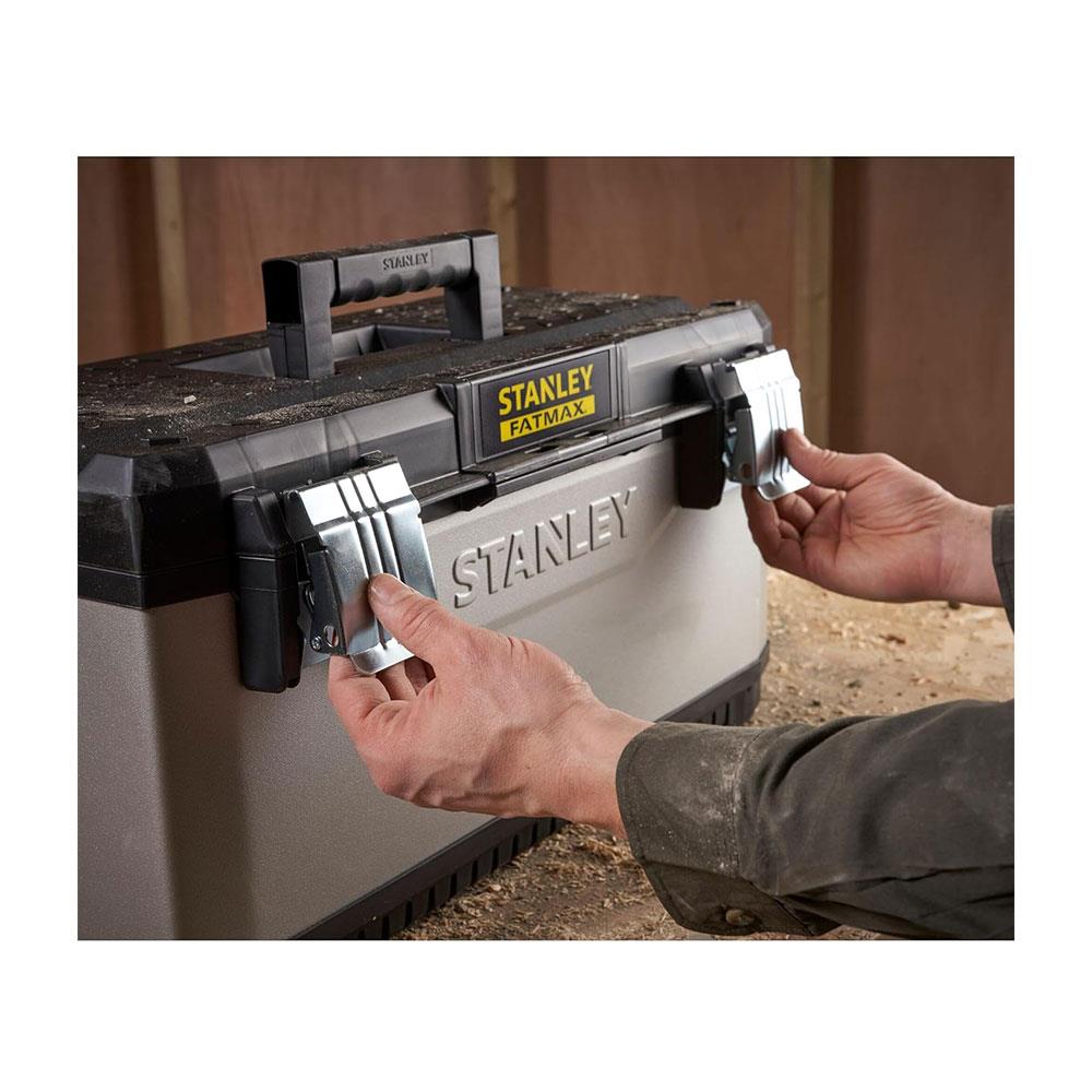 Stanley FatMax 23 Inch Toolbox Storage Organiser With Heavy Duty Metal Latch - Black/Yellow