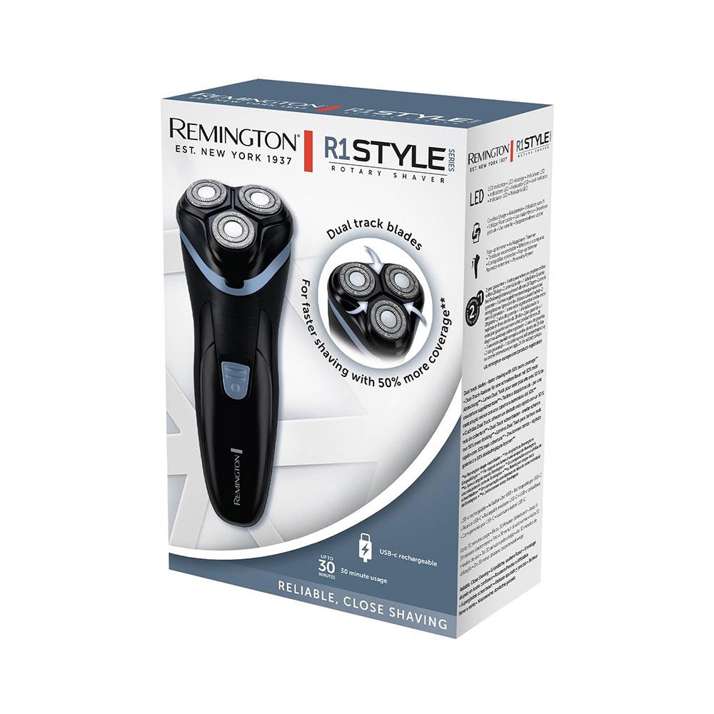 Remington R1 Style Series Mens Electric Rotary Shaver Dual Track Blades - Black