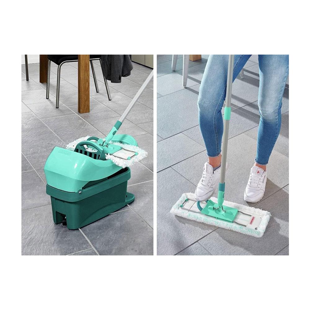 Leifheit Profi XL Mobile Mop & Bucket Set Wringer Bucket With Rollers - Turquoise