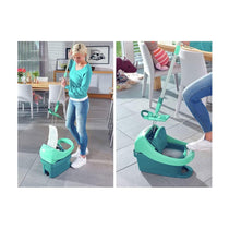 Leifheit Profi XL Mobile Mop & Bucket Set Wringer Bucket With Rollers - Turquoise