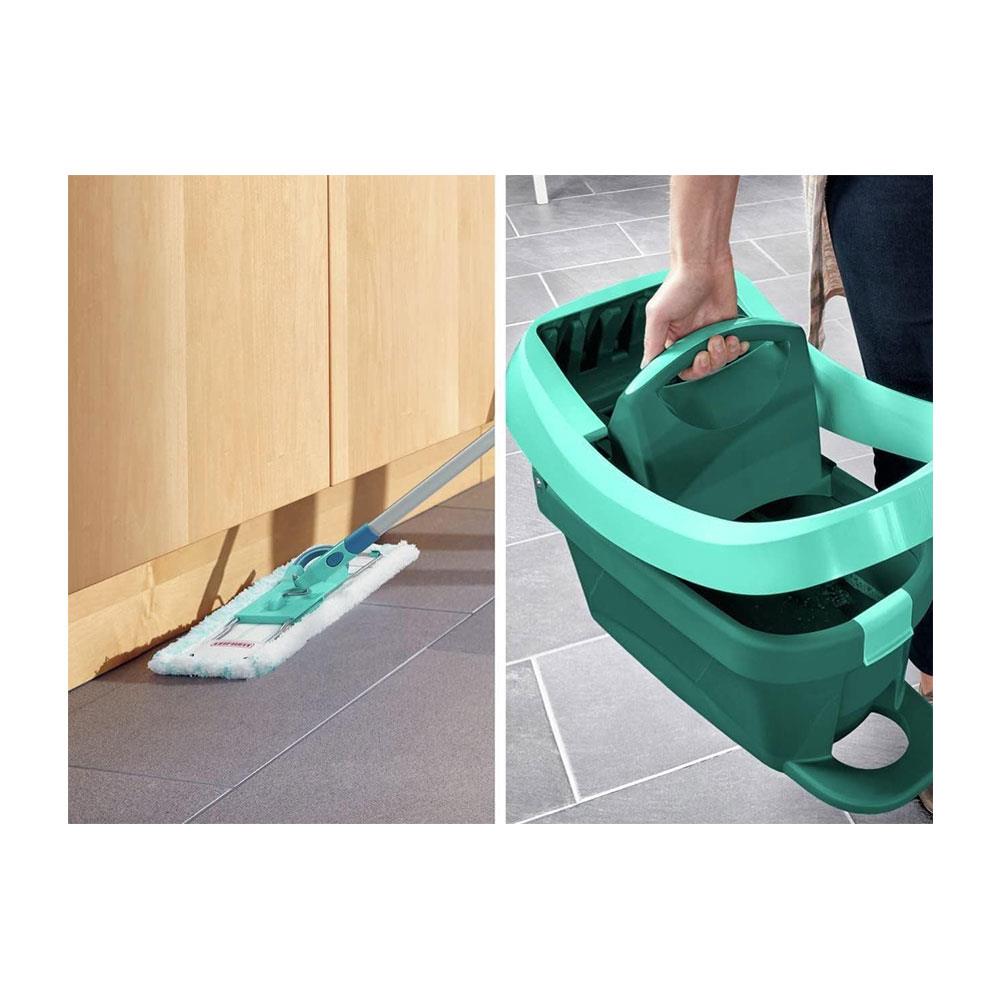 Leifheit Profi XL Mobile Mop & Bucket Set Wringer Bucket With Rollers - Turquoise