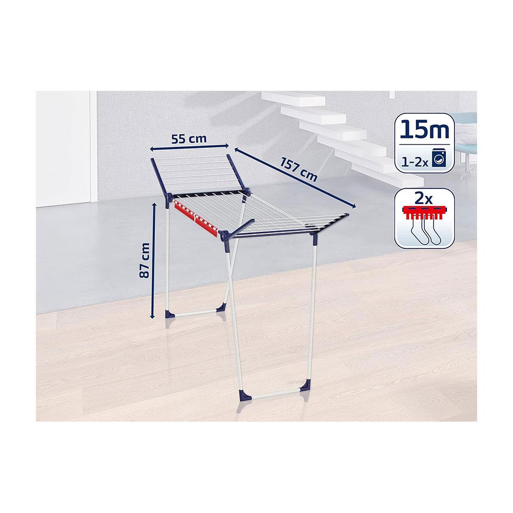 Leifheit Pegasus Slim 150 Laundry Dryer 15m Drying Space Foldable Airer Blue White