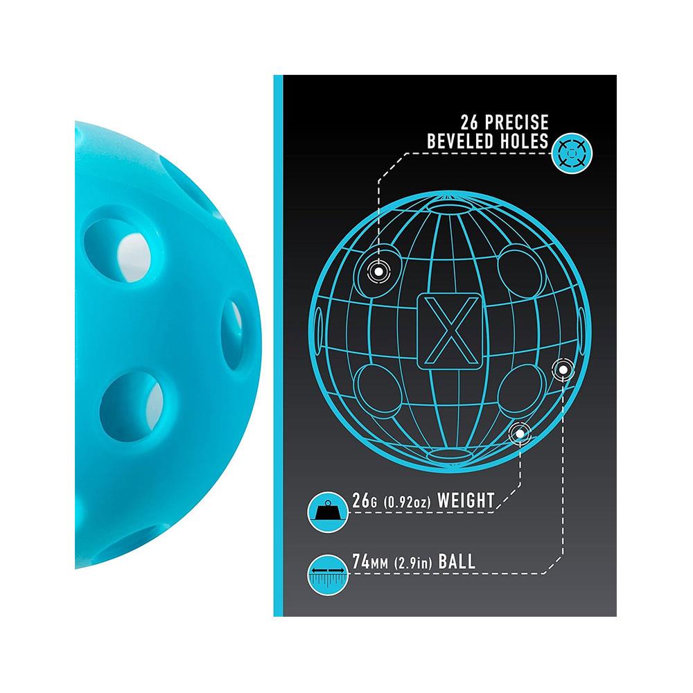 Franklin Sports X-26 Indoor Court Pickleball Balls 3 Pack Blue USA Pickleball Approved Secondary image