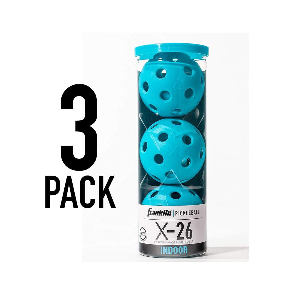 Franklin Sports X-26 Indoor Court Pickleball Balls 3 Pack Blue USA Pickleball Approved