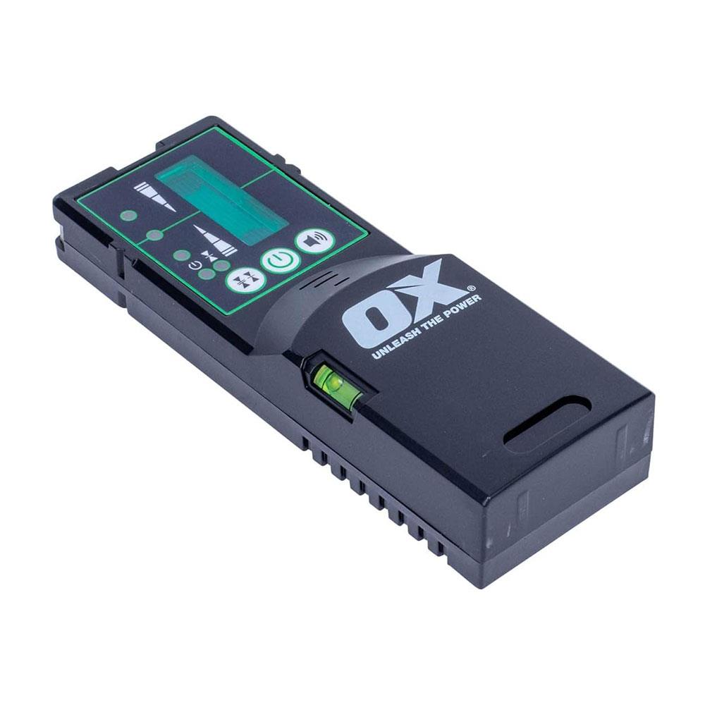 OX Tools Pro Green Laser Level Detector With Clamp Range Up To 60 Meters - Black