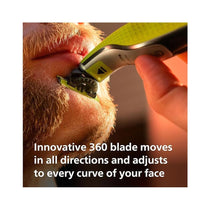 Philips OneBlade 360 Blade Electric Beard Trimmer & Shaver Trim Edge Shave 5-In-1 Adjustable Comb - Lime Green/Charcoal Grey