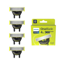 Philips OneBlade 360 Replacement Blade For Hybrid Electric Shaver & Trimmer Trim Edge Shave 4 Pack - Lime Green/Charcoal Grey