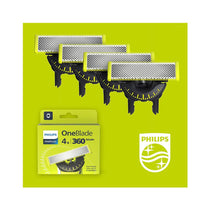 Philips OneBlade 360 Replacement Blade For Hybrid Electric Shaver & Trimmer Trim Edge Shave 4 Pack - Lime Green/Charcoal Grey