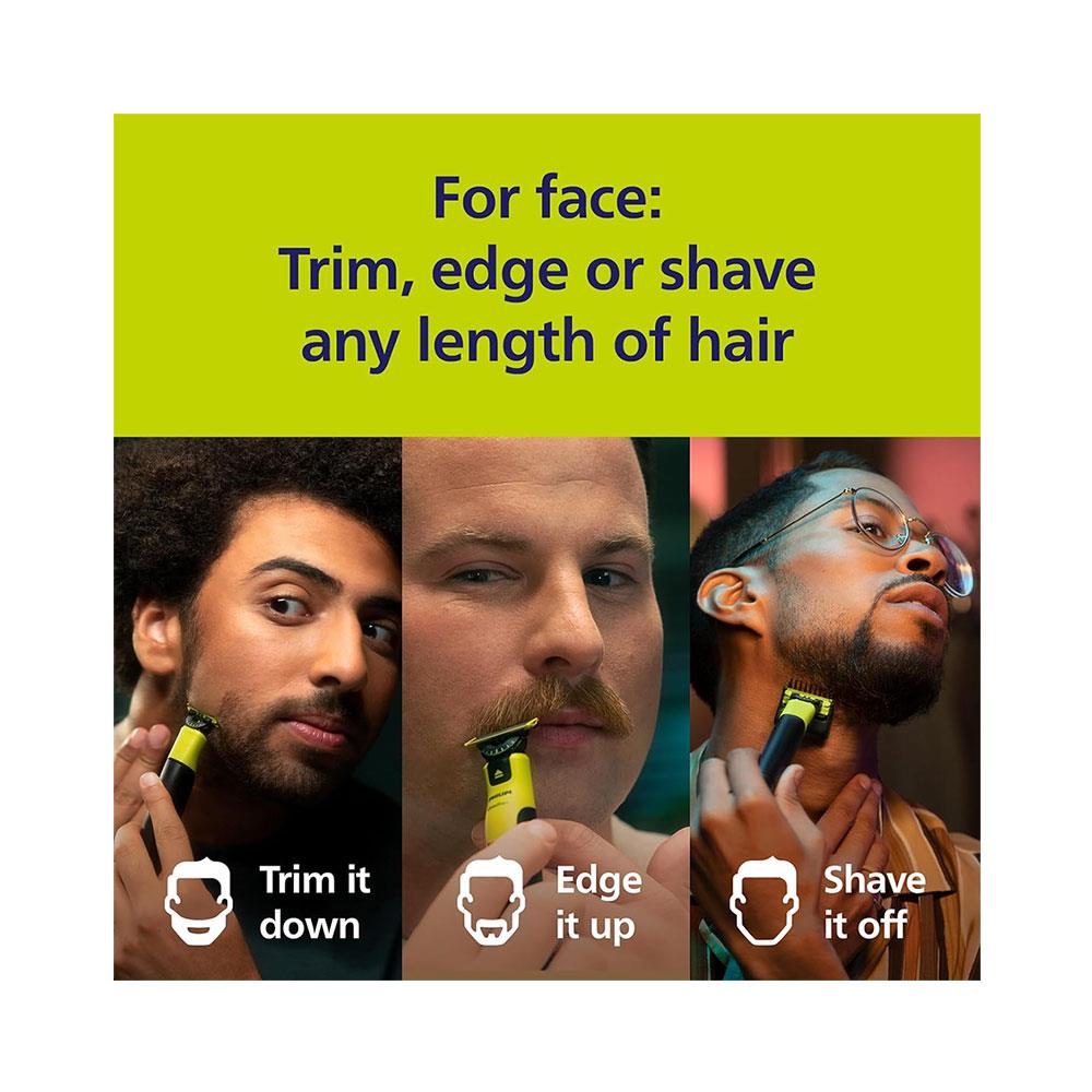 Philips OneBlade 360 Replacement Blade For Hybrid Electric Shaver & Trimmer Trim Edge Shave 4 Pack - Lime Green/Charcoal Grey