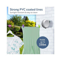 Minky Homecare Retractable Reel Clothes Line With 15m Of Drying Space Heavy Duty PVC Coated Line - Grey