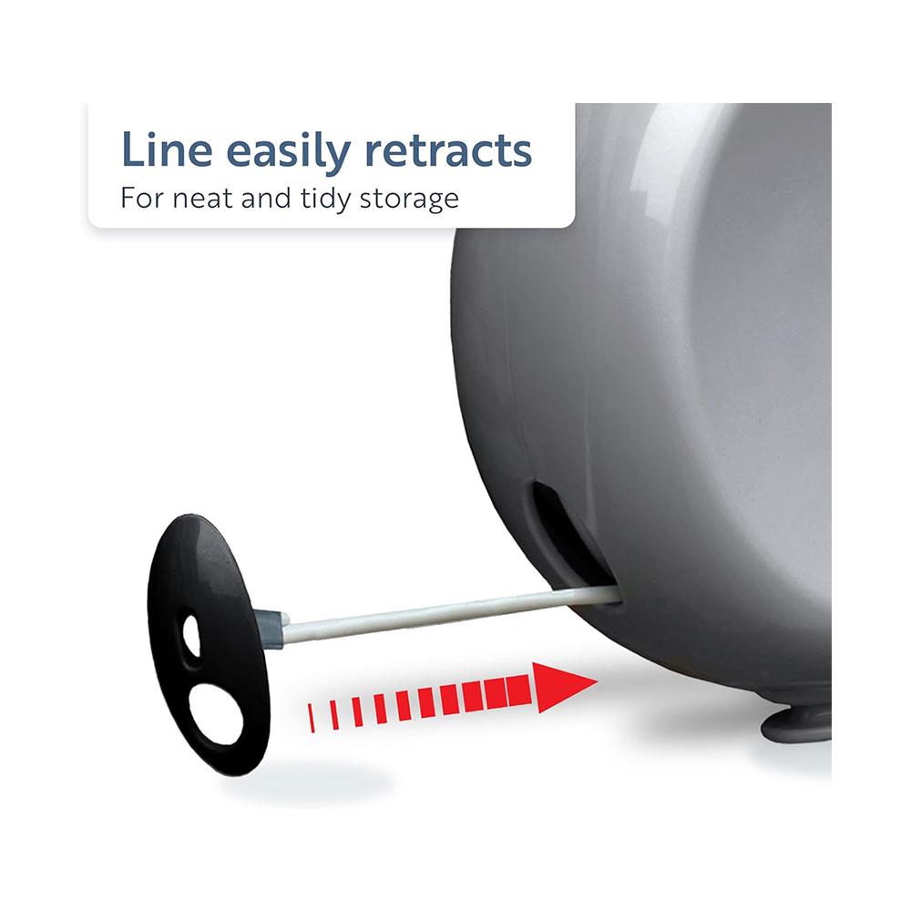 Minky Homecare Retractable Reel Clothes Line With 15m Of Drying Space Heavy Duty PVC Coated Line - Grey