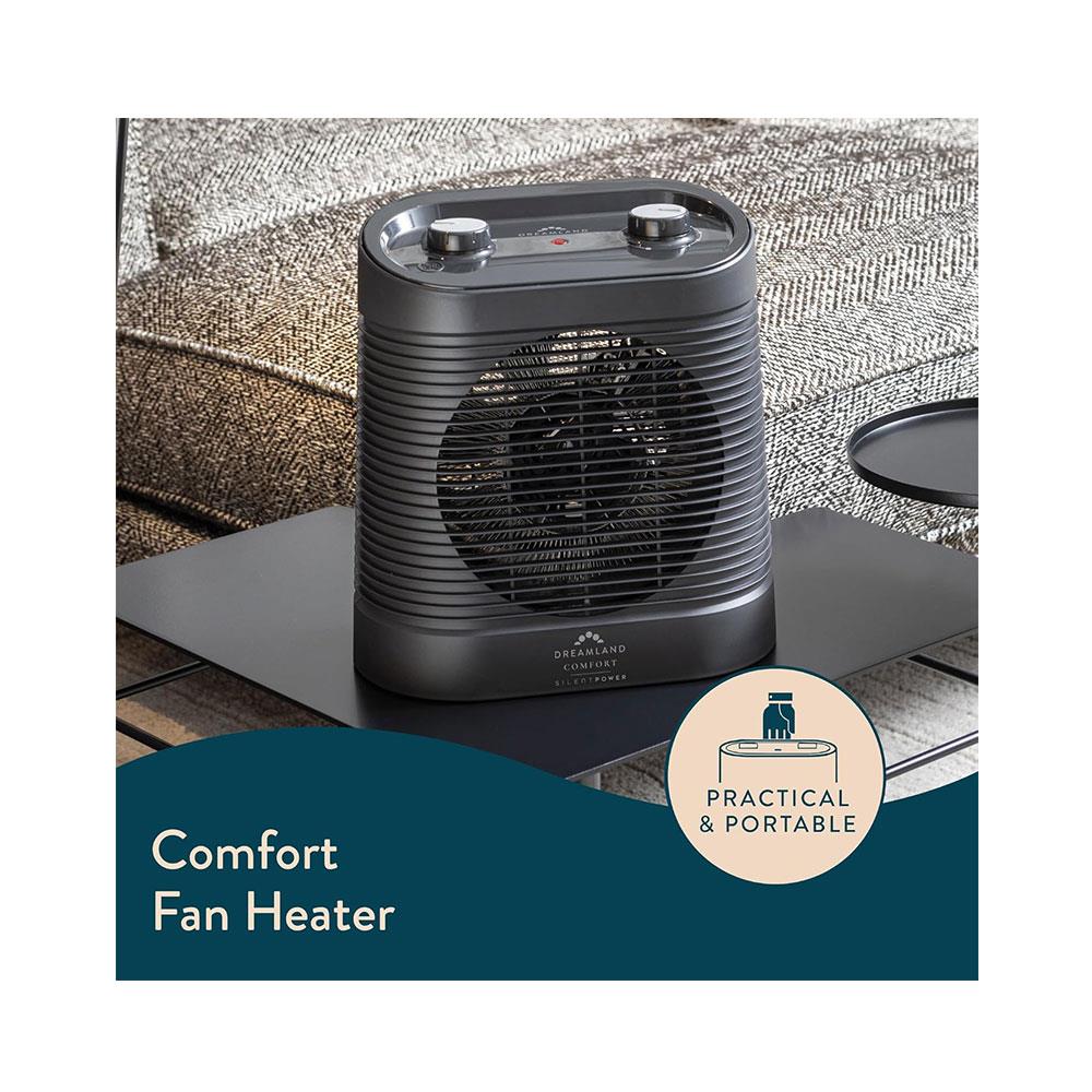 Dreamland Silent Power Comfort Fan Heater With 4 Heating Modes Antifreeze Function 2100W - Black