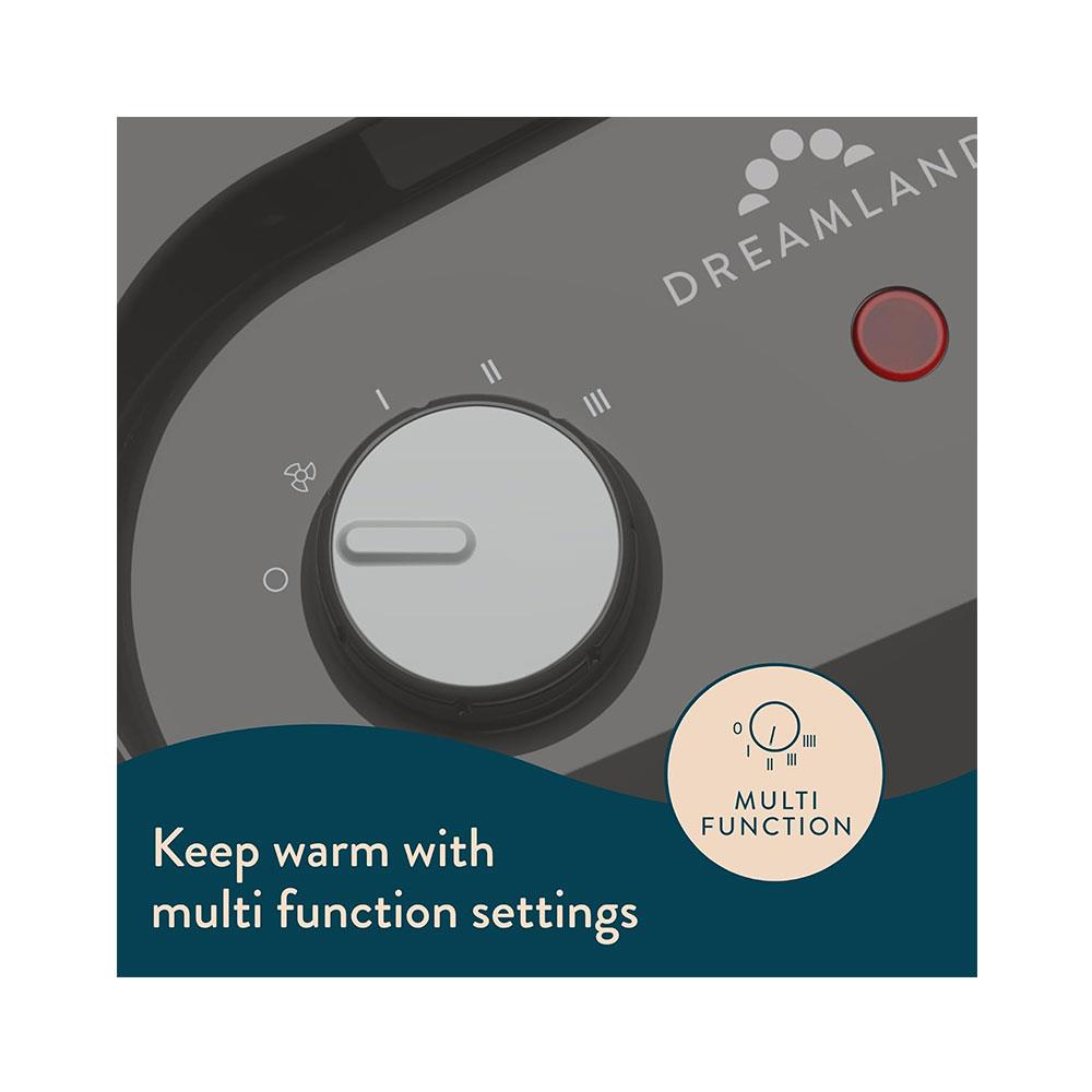 Dreamland Silent Power Comfort Fan Heater With 4 Heating Modes Antifreeze Function 2100W - Black