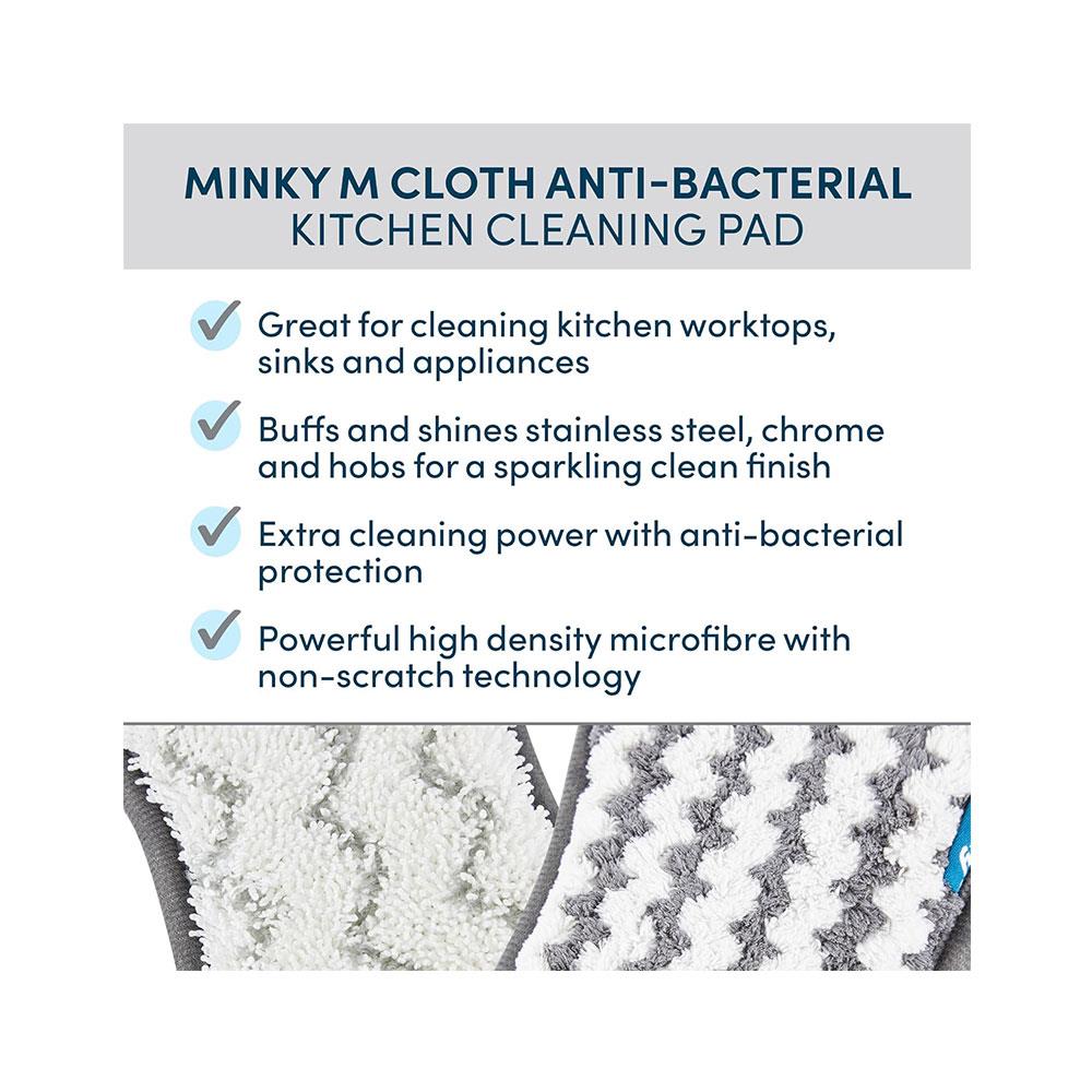 Minky Microfibre Cloth Anti-Bacterial Kitchen Cleaning Pad Clean Scrubbing Surfaces Sink - Grey