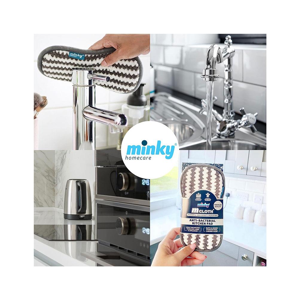 Minky Microfibre Cloth Anti-Bacterial Kitchen Cleaning Pad Clean Scrubbing Surfaces Sink - Grey