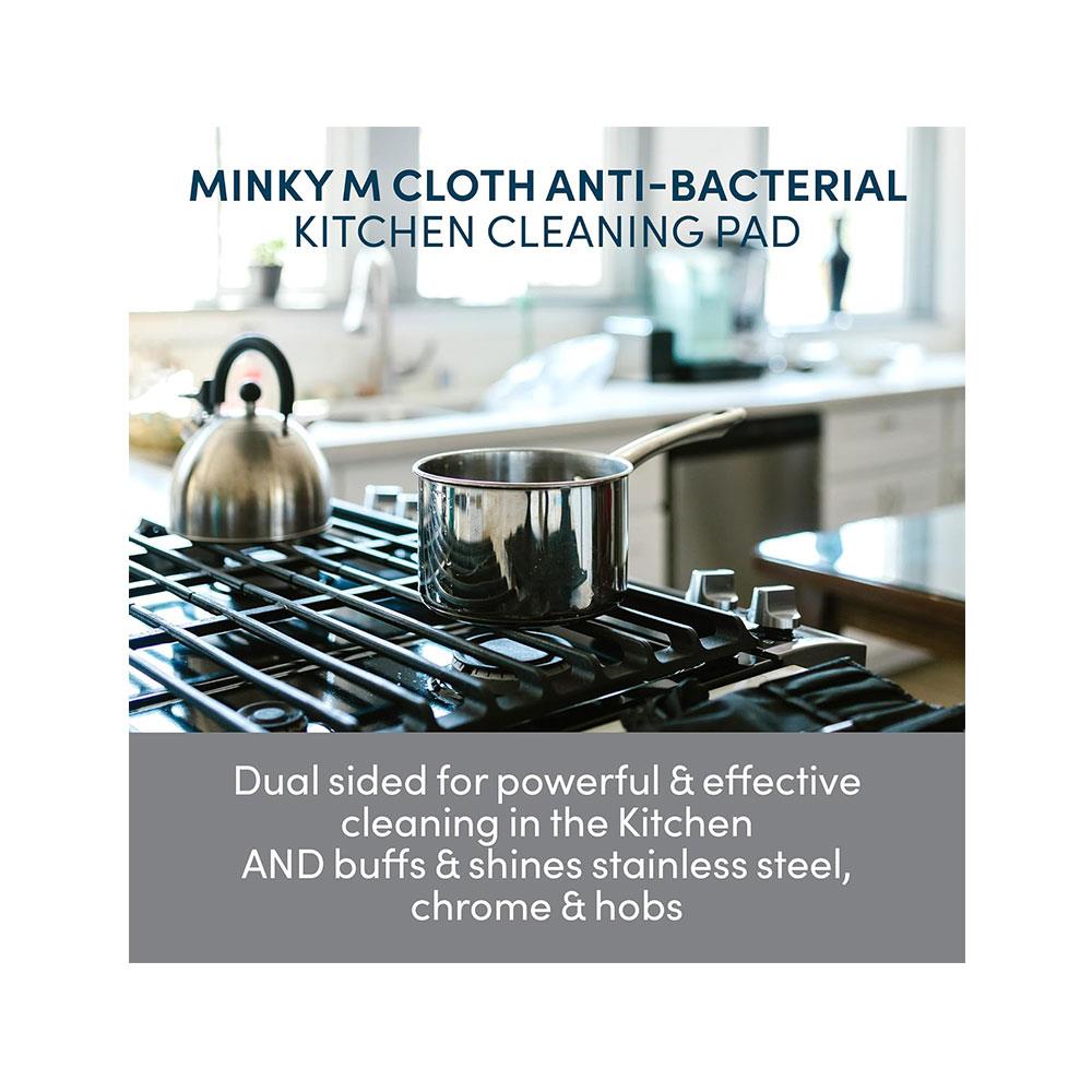 Minky Microfibre Cloth Anti-Bacterial Kitchen Cleaning Pad Clean Scrubbing Surfaces Sink - Grey