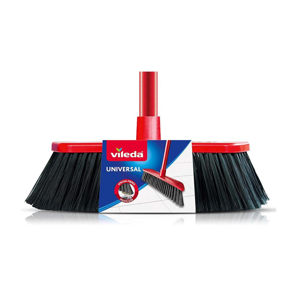 Vileda Universal Straight Soft & Stiff Synthetic Indoor Floor Broom With Handle - Red & Black Secondary image