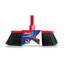 Vileda Universal Straight Soft & Stiff Synthetic Indoor Floor Broom With Handle - Red & Black