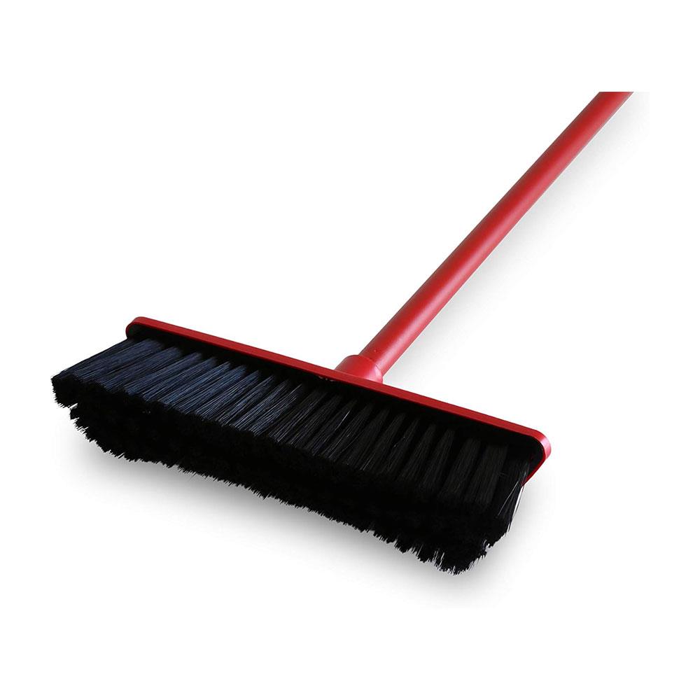 Vileda Universal Straight Soft & Stiff Synthetic Indoor Floor Broom With Handle - Red & Black