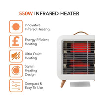 Warmlite Infrared Desk Heater 550W Portable Ultra-Quiet With Overheat Protection - Cream