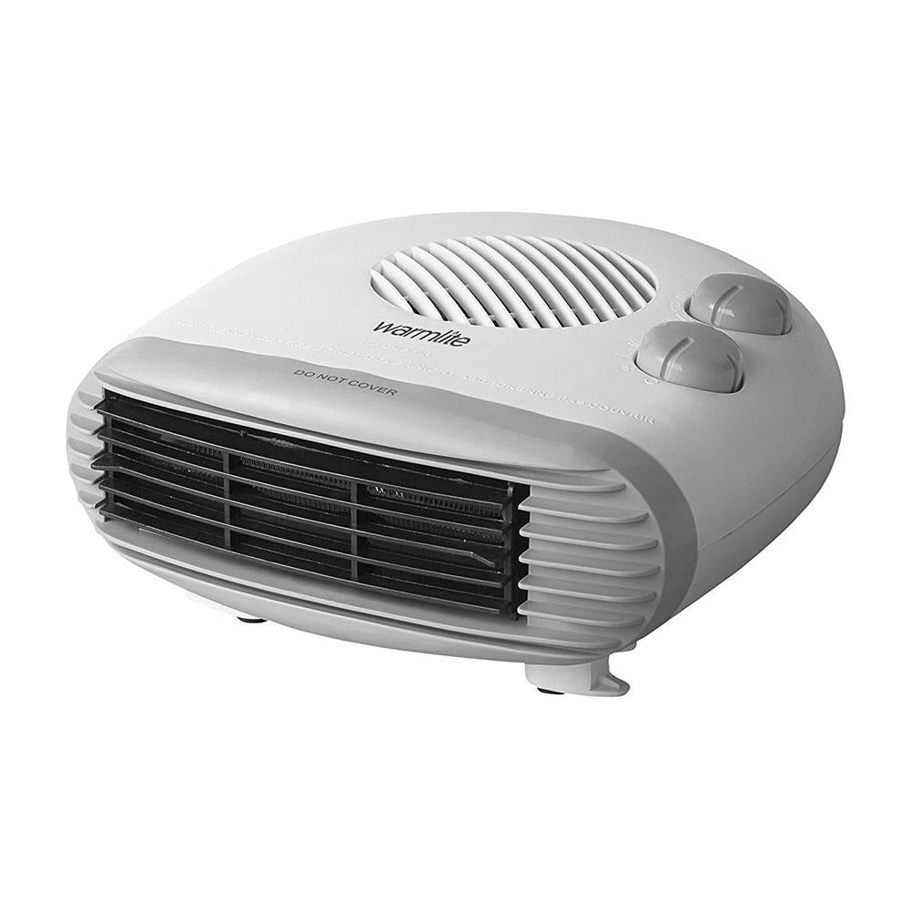Warmlite Portable Flat Fan Heater With 2 Heat Settings & Overheat Protection 2000W - White