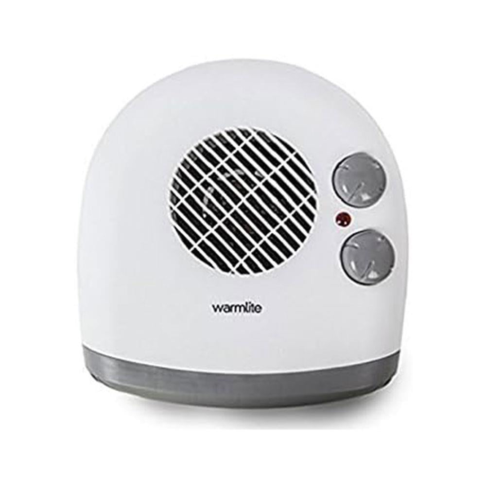 Warmlite Portable Flat Fan Heater With 2 Heat Settings & Overheat Protection 2000W - White
