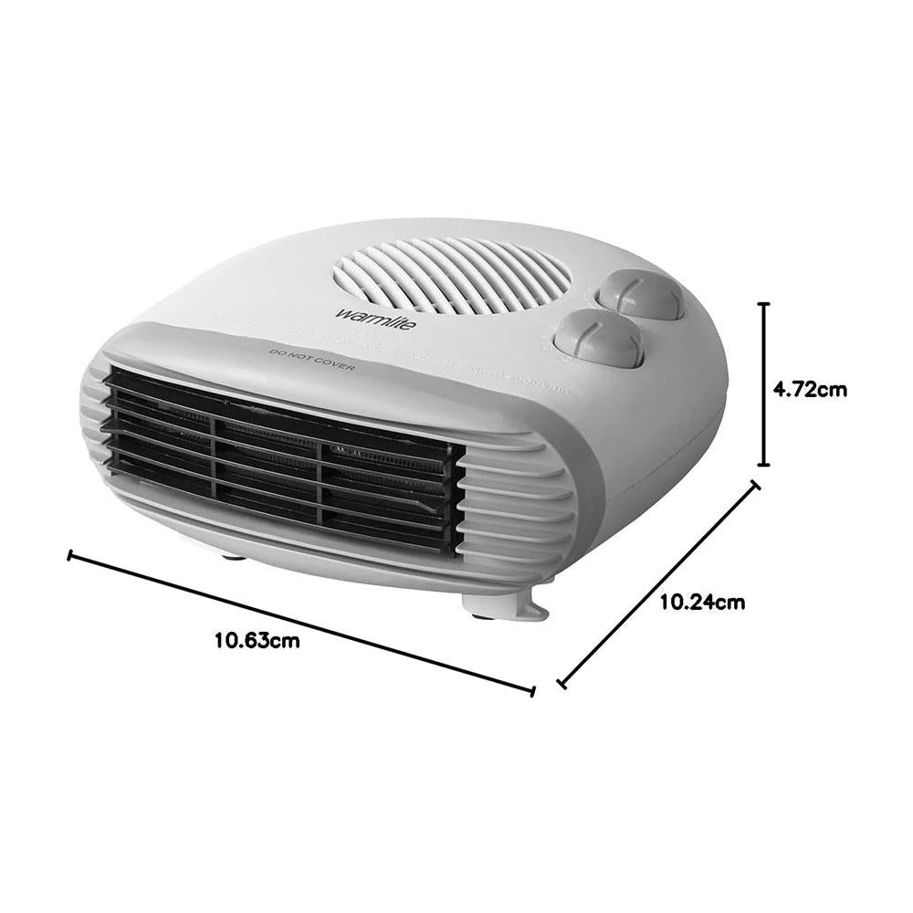 Warmlite Portable Flat Fan Heater With 2 Heat Settings & Overheat Protection 2000W - White