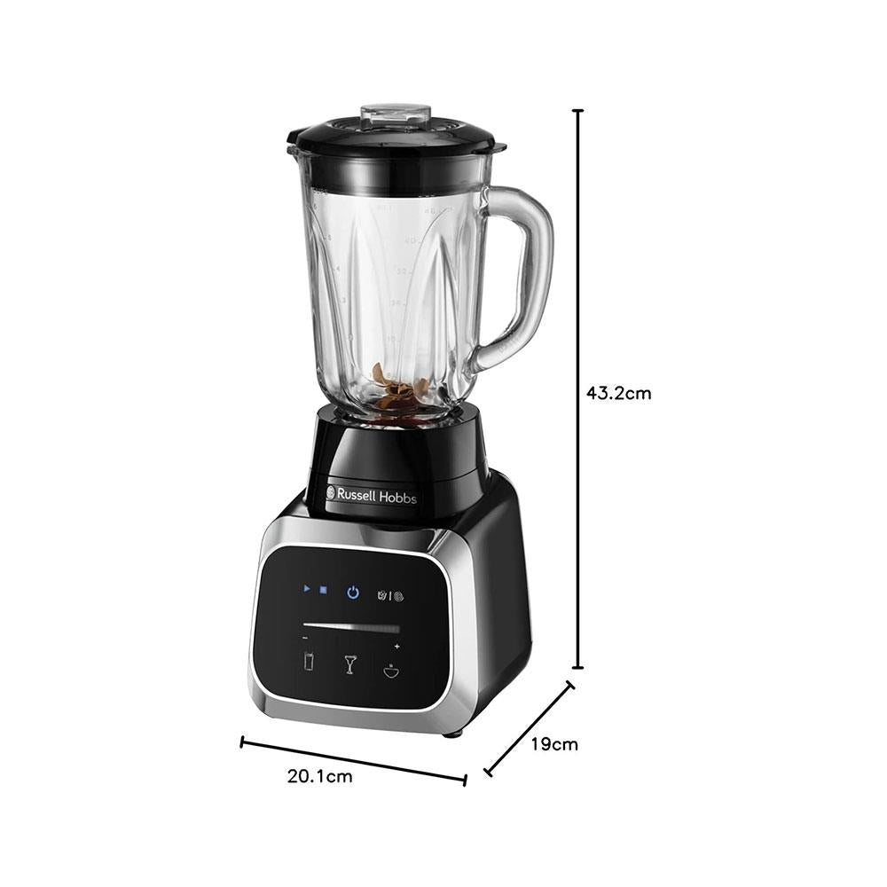 Russell Hobbs Sensigence Jug Blender With Touchscreen Ice Crush & Pulse Function 1000W 1.5 Litres Glass Jug - Black