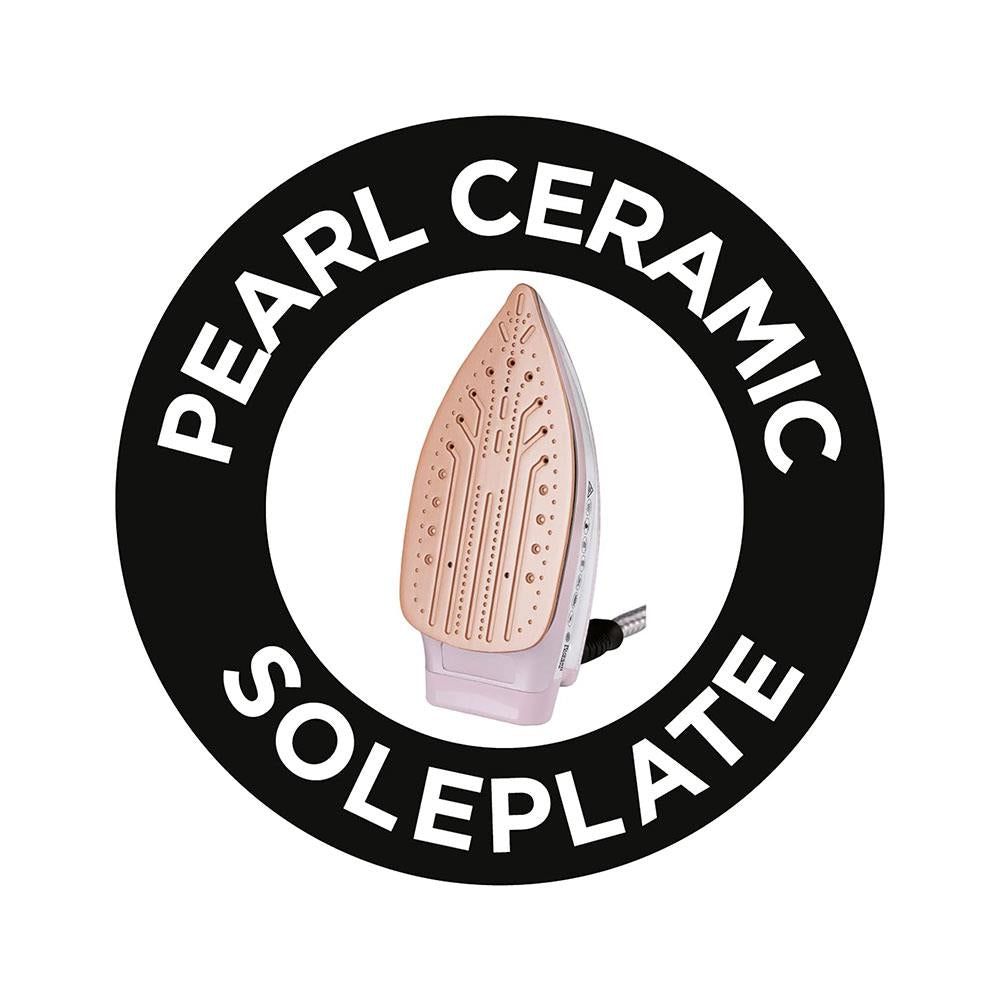 Russell Hobbs Steam Power Pearl Steam Generator Iron Ceramic Soleplate 2600W 1.3 Litres Water Tank - Pink & White