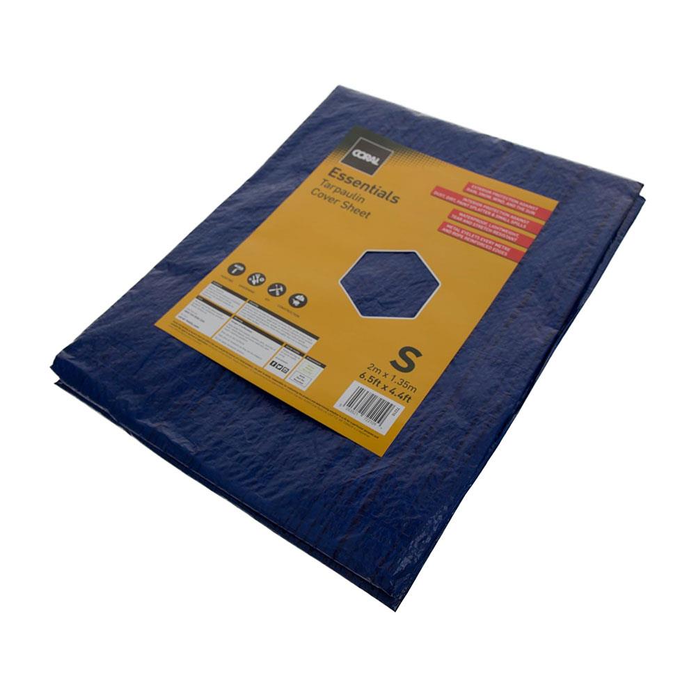 Coral Essentials Tarpaulin Cover Sheet 2 x 1.35m Waterproof Lightweight Tear Resistant Metal Eyelets - Blue Secondary image