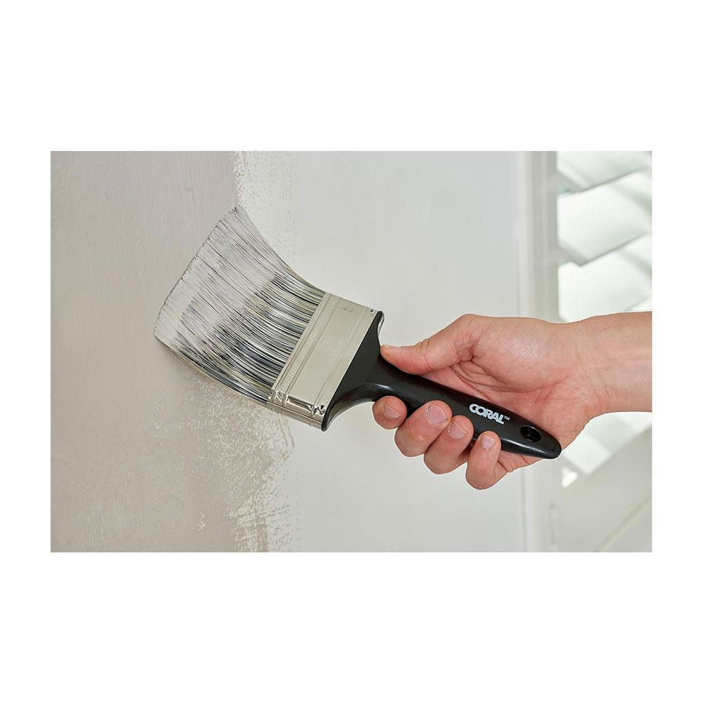 Coral Essentials Wall Paint Brush With Bristle Paintbrush Head For Use With All Paints 4 Inch - Black