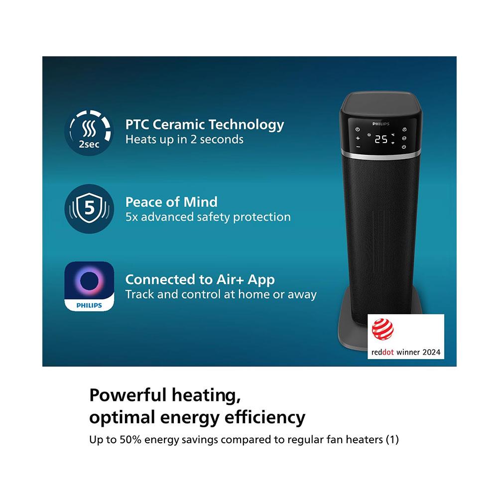 Philips Series 5000 Ceramic Fan Heater 2000W AI- Powered With 5 Built-In Safety Features - Grey & Black Secondary image