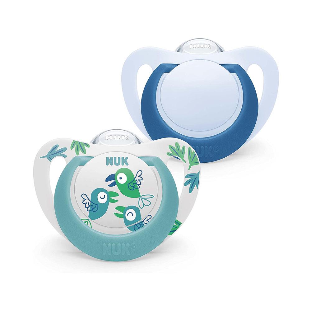 NUK Star Baby Soother Dummy Silicone 6-18 Months 2 Count - Blue