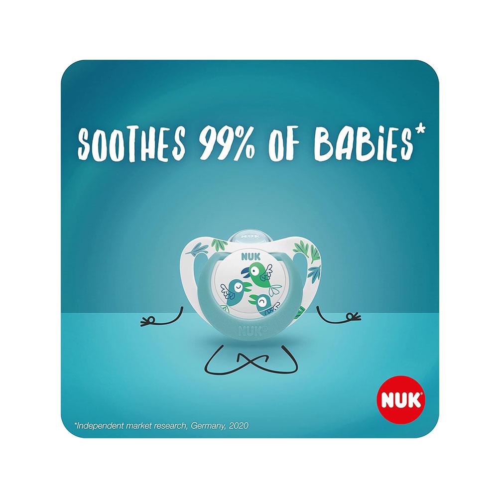 NUK Star Baby Soother Dummy Silicone 6-18 Months 2 Count - Blue